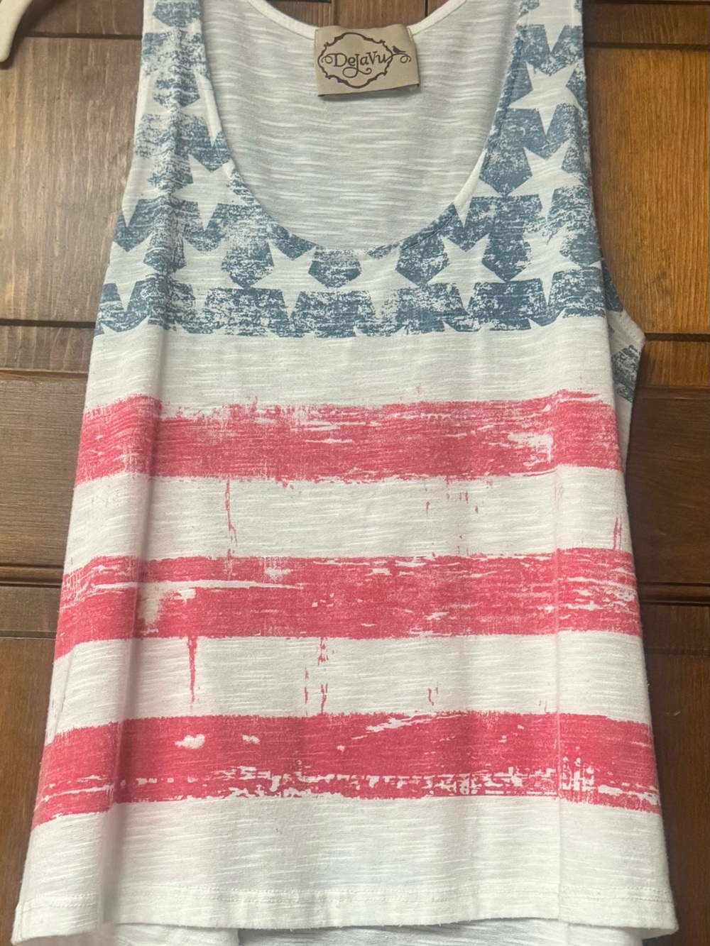 Déjà Vu Women’s Americana Scoop Neck Tank Top - Red, Blue, White